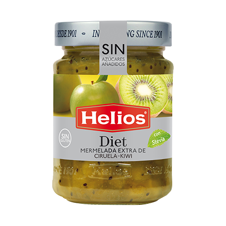 HELIOS Diet Green Plum-Kiwi Jam Jar with 280 net grams - Conservalia