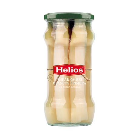 HELIOS White Asparagus 6/8 Extra Thick Jar with 545 net grams  - Conservalia