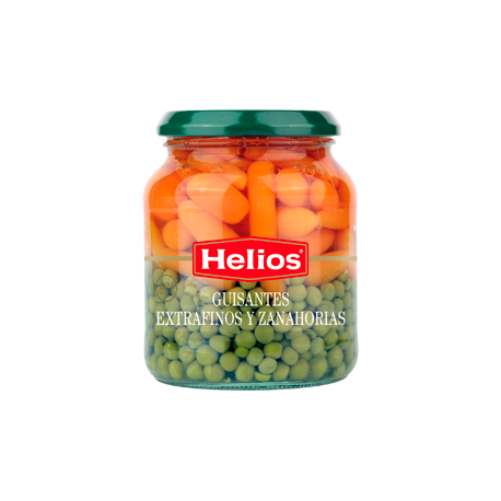 HELIOS Guisantes Extrafinos y Zanahorias Tarro con 340 gramos netos - Conservalia