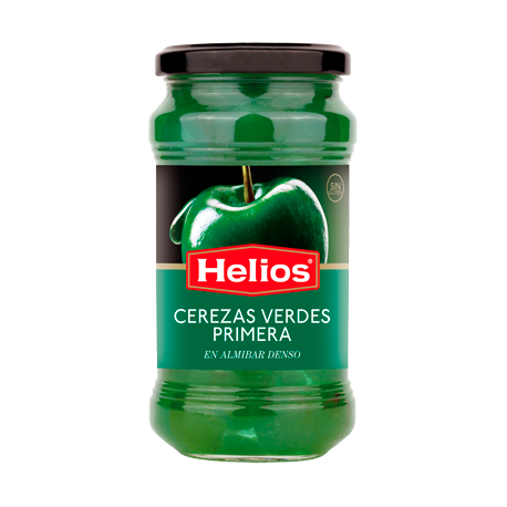 HELIOS Green Cherries in Dense Syrup Jar with 410 net grams - Conservalia