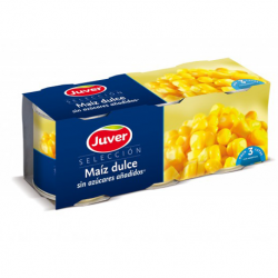 JUVER Maíz Dulce Pack-3 Latas con 450 gramos netos (3 x 150 g)