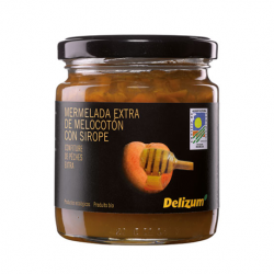 DELIZUM Organic Peach Jam with Agave Syrup Jar with 270 net grams