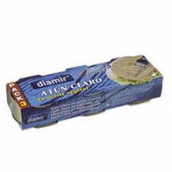 DIAMIR Atún Claro en Aceite Vegetal Pack 3 Latas con 240 gramos netos (3 x 80 g)