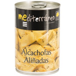 MEDITERRÁNEO Cuartos de Alcachofa Aliñadas Lata con 420 gramos netos
