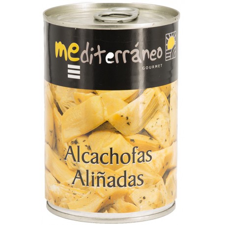 MEDITERRANEO Cuartos de Alcachofa Aliñadas Lata con 420 gramos netos - Conservalia