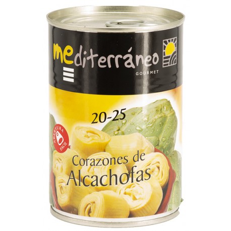 MEDITERRANEO Corazones de Alcachofa de 20 a 25 piezas Lata con 390 gramos netos - Conservalia